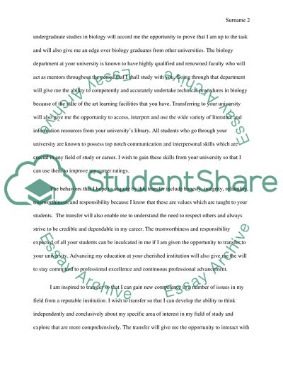 The Request For A Transfer To The University