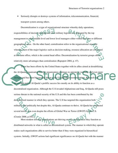 Structural Peculiarities of Terrorist Organizations