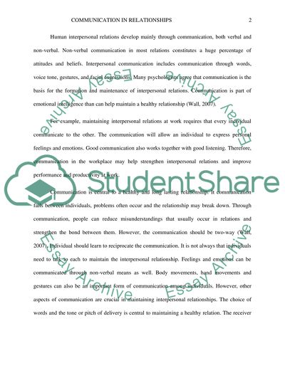 Role of Communication in Relations