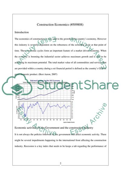 Economic Activity of Government and the Construction Industry