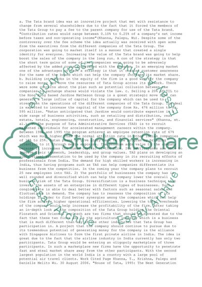 Discuss Tata Group Case