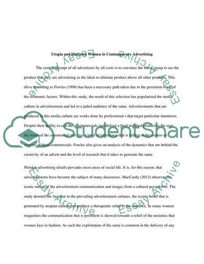 Utopia and liberated Women in Contemporary Advertising