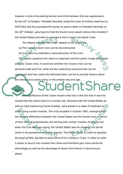 Deconstruction of Cuban Missile Crisis