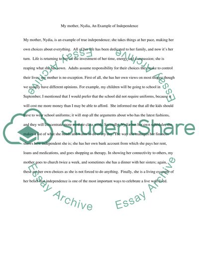 My mother is living from her own