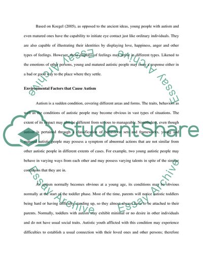 Environmental Factors That Have Been Associated with the Autism Disorder