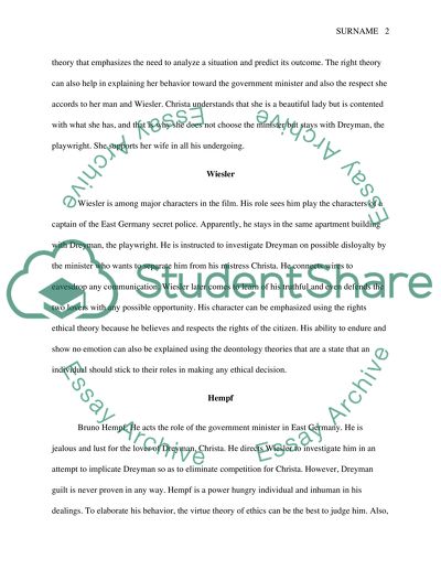 Critical paper for the film The Lives of Others