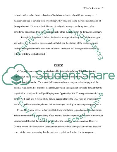 Corporate Governance and Wal-Marts Strategy