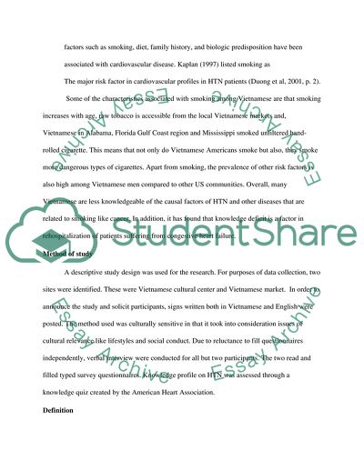 Hypertension in Vietnamese Americans