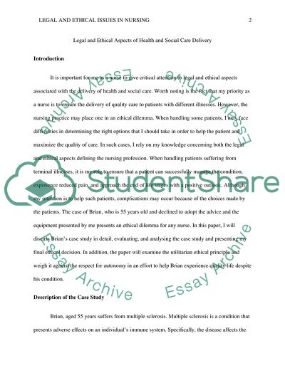 Legal and Ethical Aspects of Health and Social Care Delivery