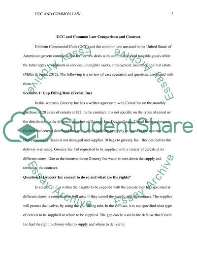 UCC and Common Law Case Scenarios -