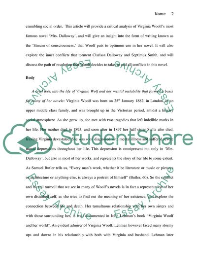 Critical Analysis of Mrs. Dalloway by Virginia Woolf