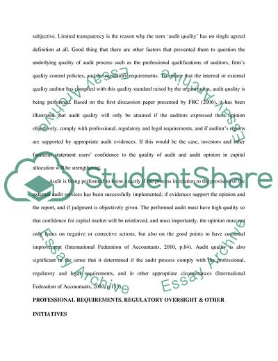 Quality Control in Audit Firms and Audit Market Concentration