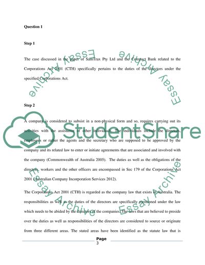 Directors Duties under the Corporations Act 2001