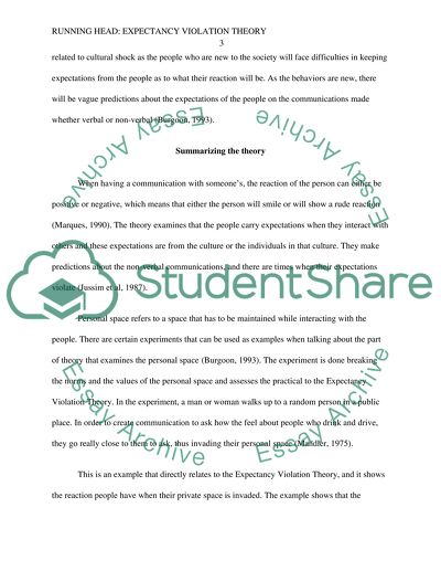 Expectancy Violation Theory in Relation to Cultural Shock