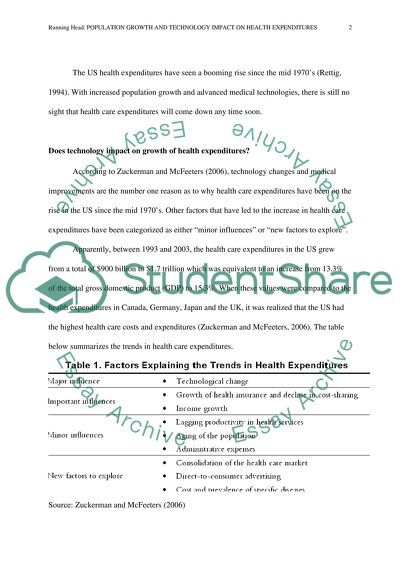 Population Growth and Technology Impact on Health Expenditures