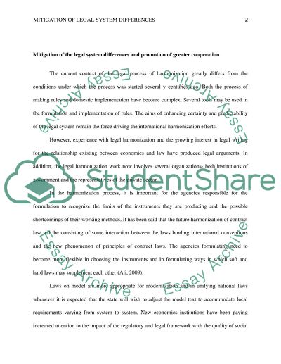 Mitigation of the Legal System Differences