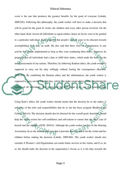 Domestic Violence Victim Ethical Dilemma