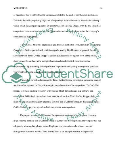 Competitive Advantage - Tims Coffee Shoppe