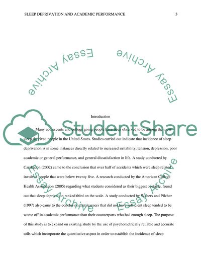 Sleep Derviation as a Direct Correlation to Academic Perfomance