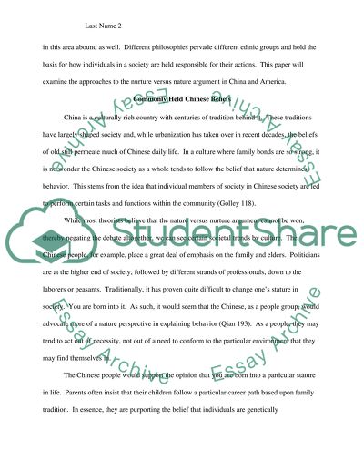 Nature or Nurture: Comparison of Chinese and American Culture