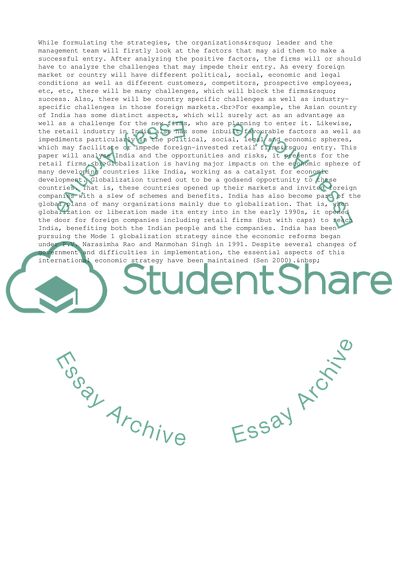 Feasibility of Foreign Retail Firms Entering India