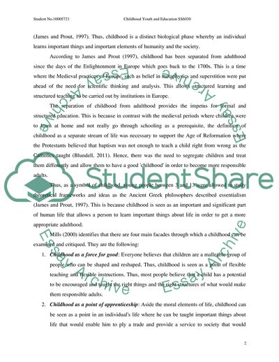 Childhood Youth and Education