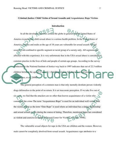 Criminal Justice: Child Victim of Sexual Assaults and Acquaintance Rape Victims