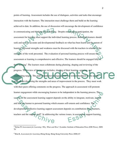 Support Assessment for Learning