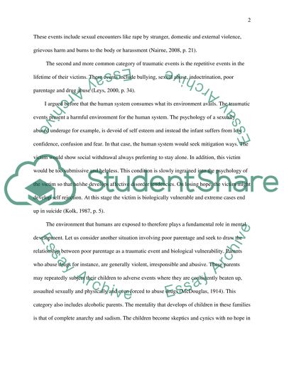 Biological Vulnerability and Traumatic Events