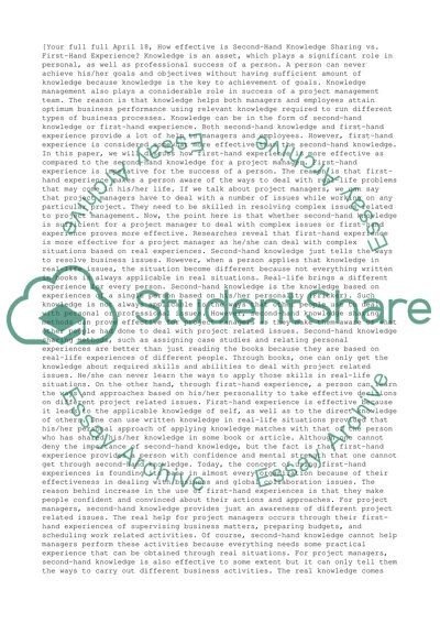 How Effective is Second-Hand Knowledge Sharing vs First-Hand Experience