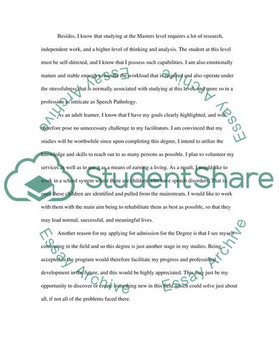 speech pathology grad school personal statement