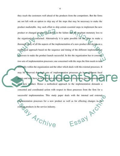 Implementation of new or improved products in Financial Services Industry