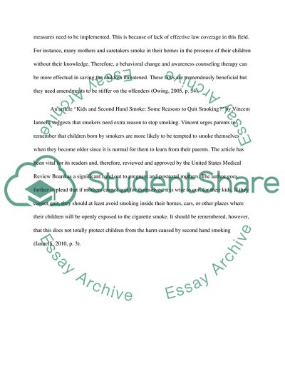 Exposure of Children to Second Hand Smoking