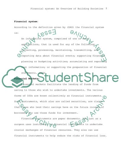 Financial System: An Overview of Building Societies