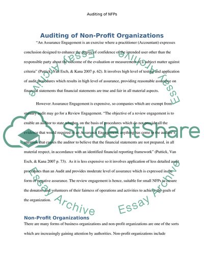The Audit of Not-for-Profit Organization