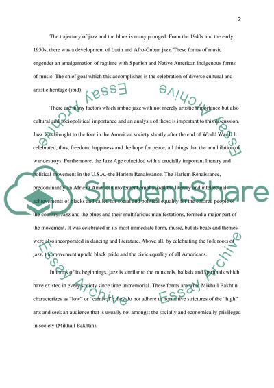 The development of Blues and Jazz