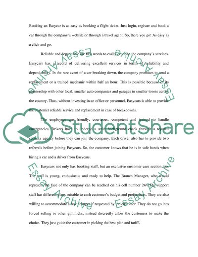 Research on a Rental Car Company Called Easycar