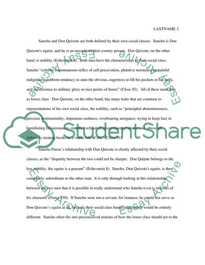 Sancho Panza and Social Class in Relationships