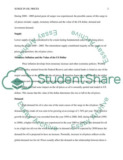 What caused the surge in oil price during the period 2000-2005