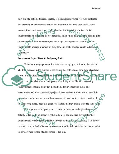 Macroeconomics: Government Expenditure versus Budgetary Cuts