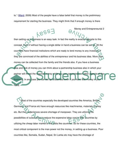 Money and entreprenuerial