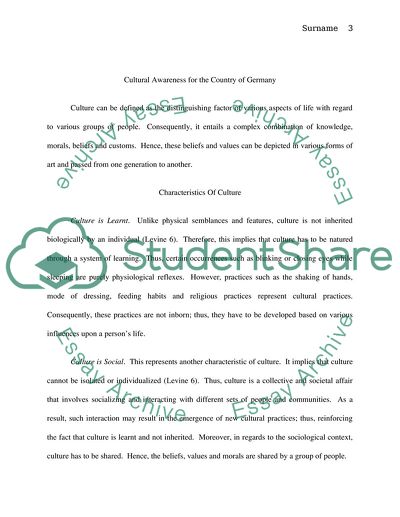 Cultural Awarenesss for the Country of Germany