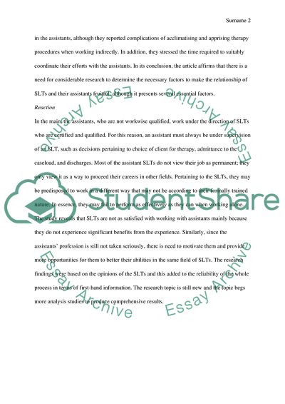 Thinking for two: a case study of speech and language therapists working through assistants