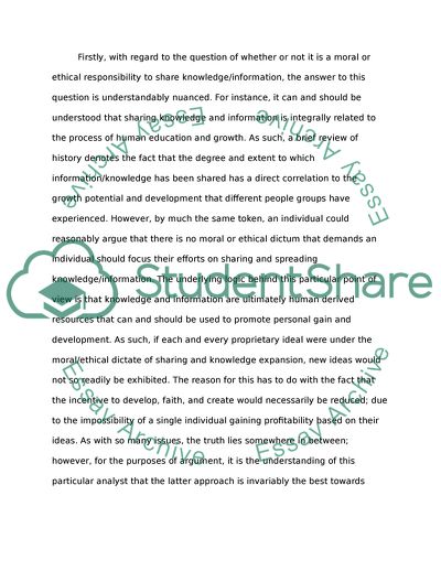 An Ethical and Moral Decision to Share Information