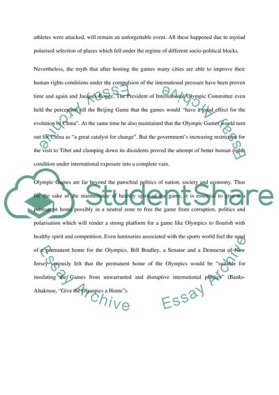 Olympics games and a permanent home