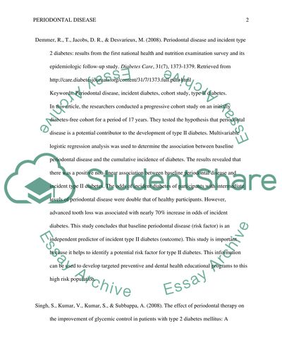 Periodontal Disease and Diabetes