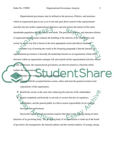 Organizational Governance Analysis