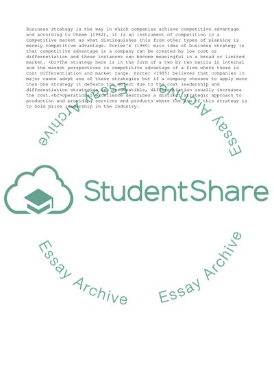 Business and Operation Strategy