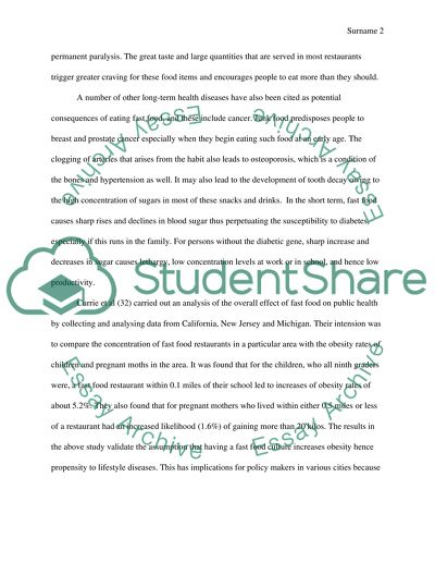 Consequences of Eating Fast Food