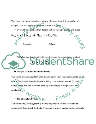 Oxygen Transport in a Human Body